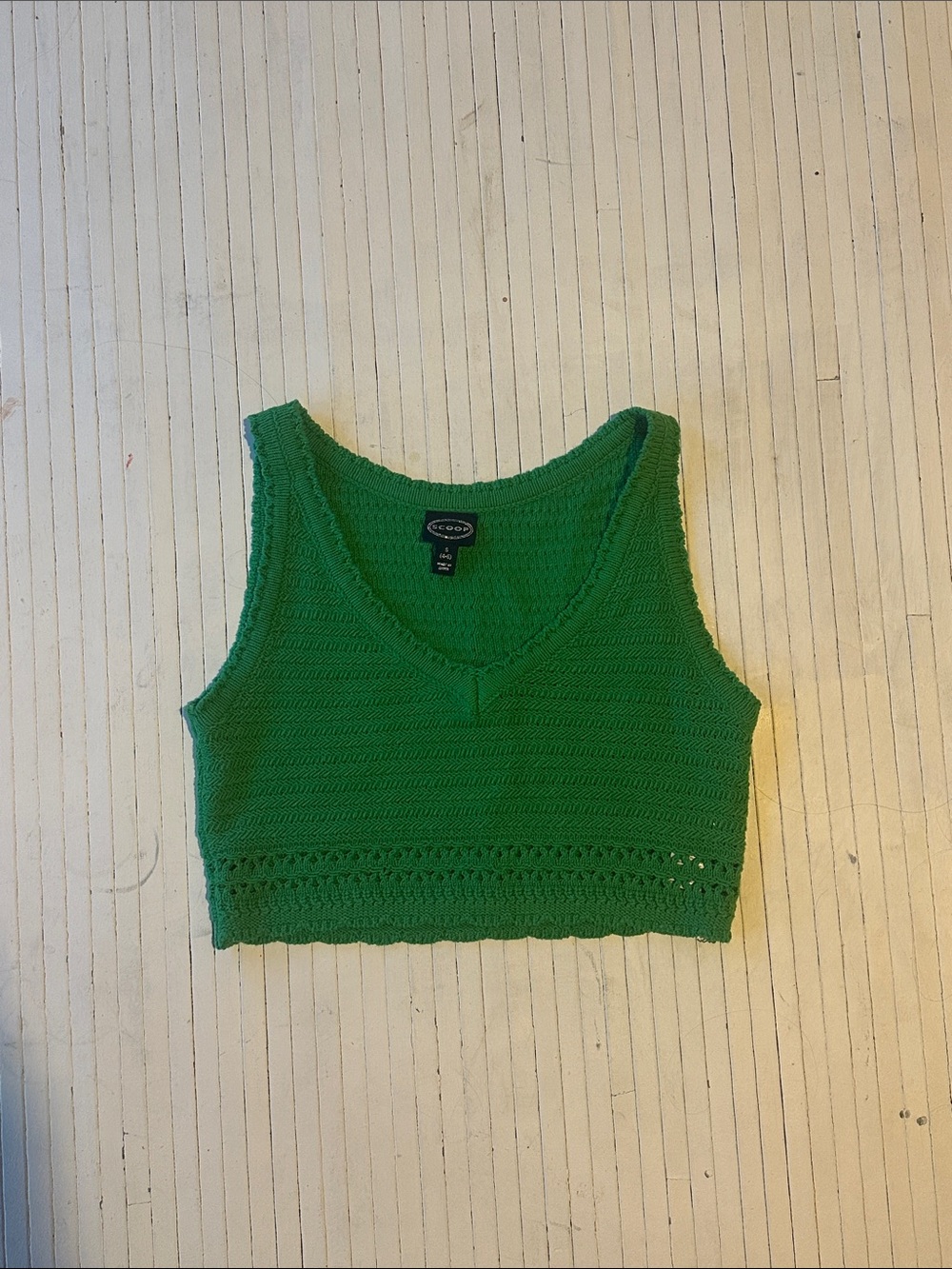 Green Knit Cropped V-Neck Tank Top by A New Day
